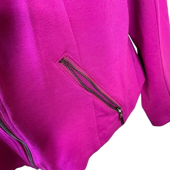 Lane Bryant Womens Plus 28 4X Ponte Moto Jacket Pink Asymmetrical Zip Stretch - Picture 7 of 15